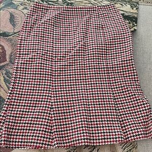 Talbots Houndstooth Midi Skirt - Black, Red, White